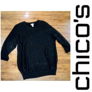 Chico's Midnight Black Crew Neck Sweater